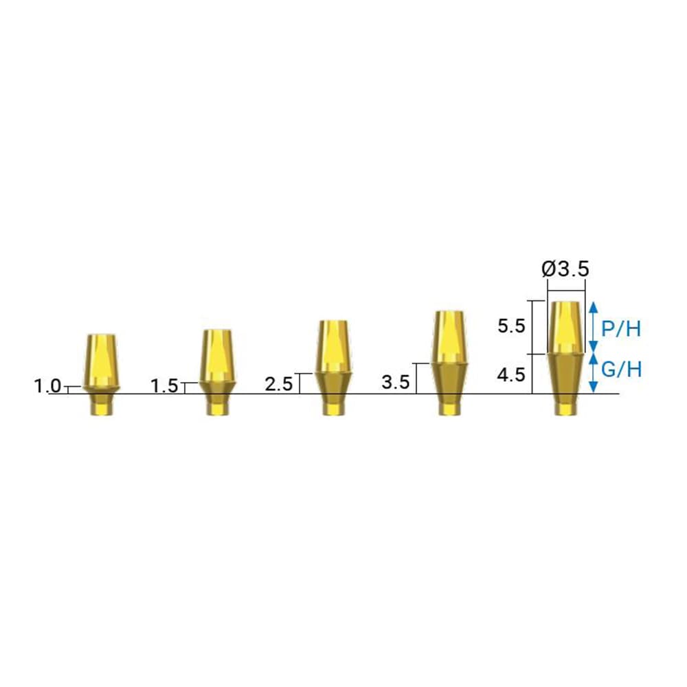 Łączniki proste śr. 3.5 mm, część koronowa 5 mm hex