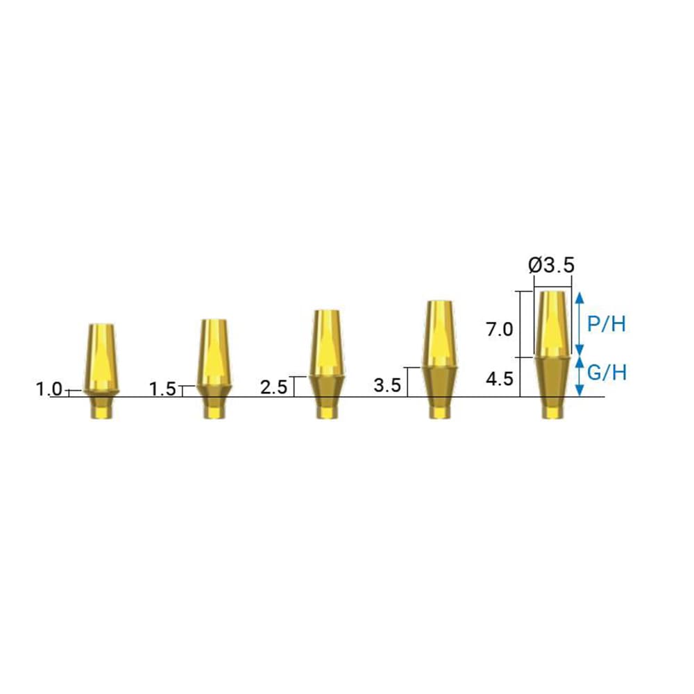 Łączniki proste śr. 3.5 mm, część koronowa 7 mm hex